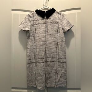 ZARA TRAFALUC COLLECTION White textured Black Collar Dress SMALL S/18